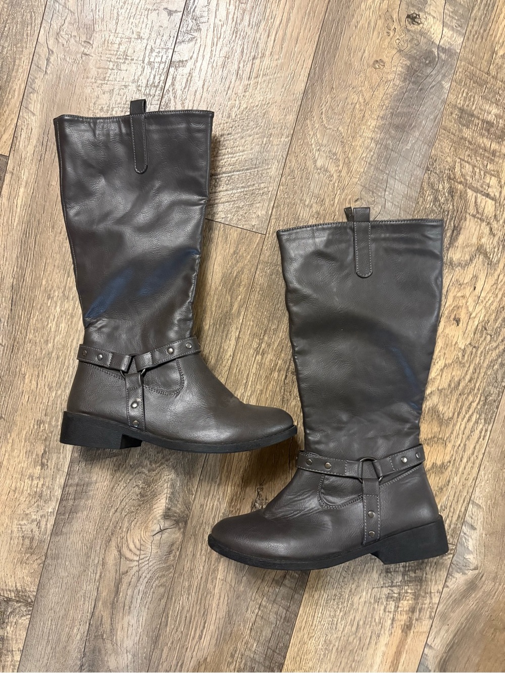 Wanted Tall Heeled Riding Boots - Gray